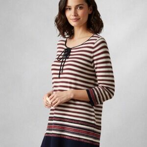Lauren Ralph Lauren Women's Striped Lace-Up Pullover Sweater Size S